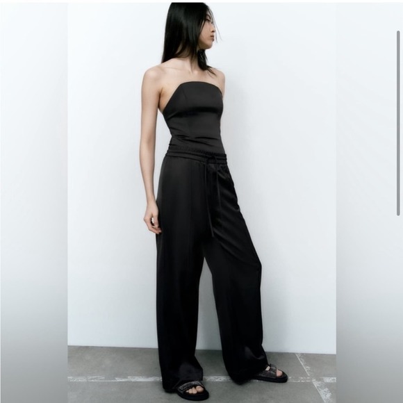 Zara Black SATIN Strapless BODYSUITNWT Size: M - Picture 7 of 9